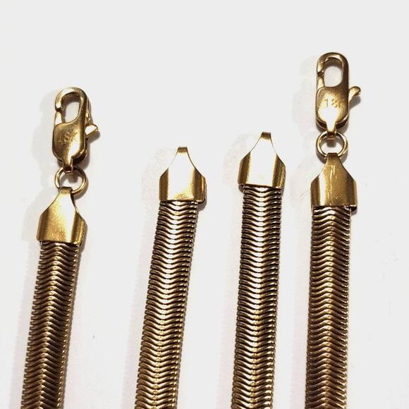 18k Plated Gold Bracelet Necklace Set Snake Chain Vintage Fashion Birthday Gift - Picture 2 of 4